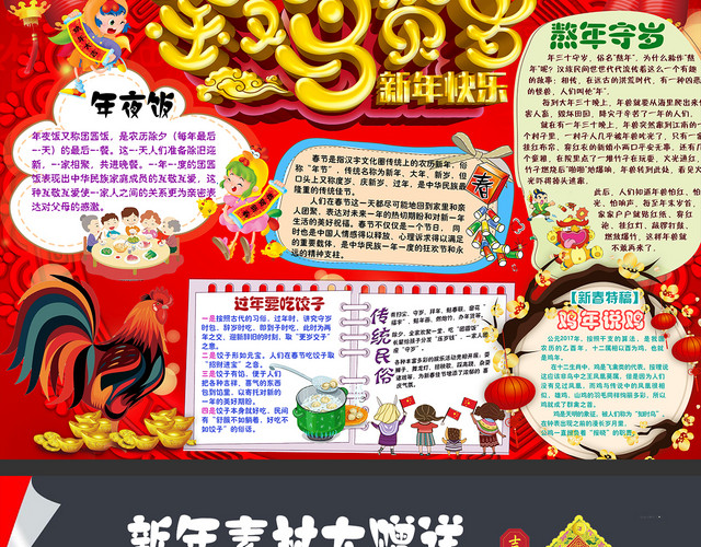 春节民俗传统文化手抄报模板