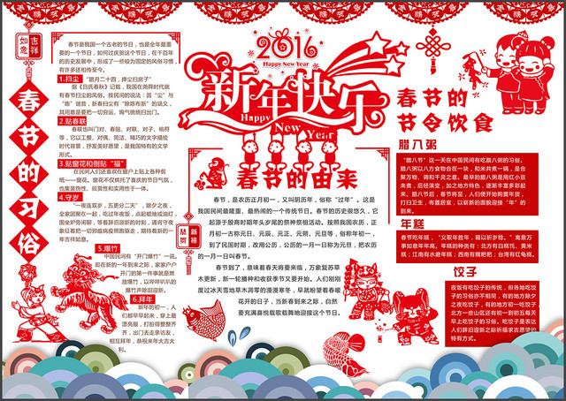 欢乐中国年春节习俗手抄报