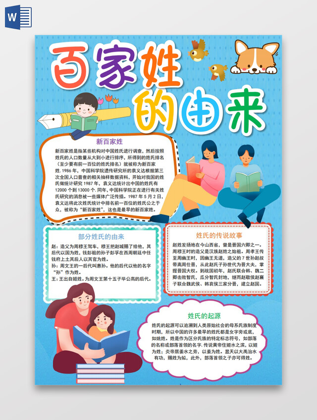 百家姓的由来小报手抄报