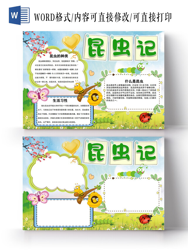 昆虫记自然笔记大自然的启示蔬菜种植观察日记小报手抄报