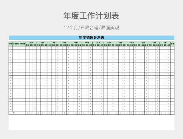 年度销售计划表EXCEL模板