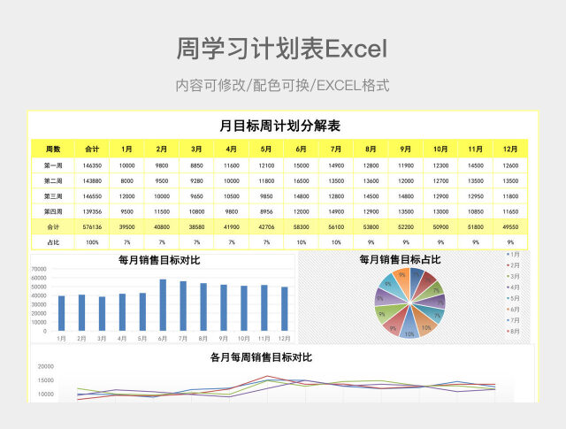 黄蓝简约】周计划表