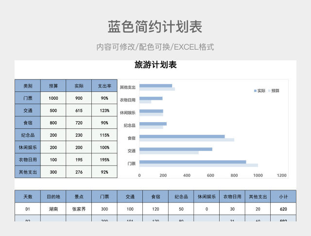 蓝色简约计划表