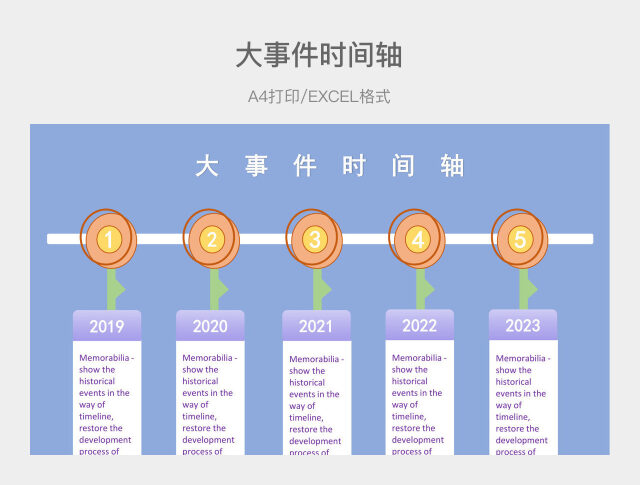 蓝色简约大事件时间轴