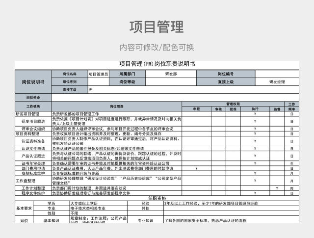 灰色简约岗位职责说明书