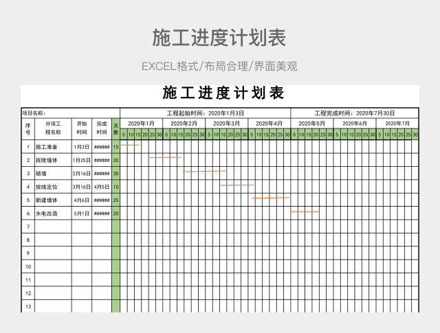 施工进度计划表