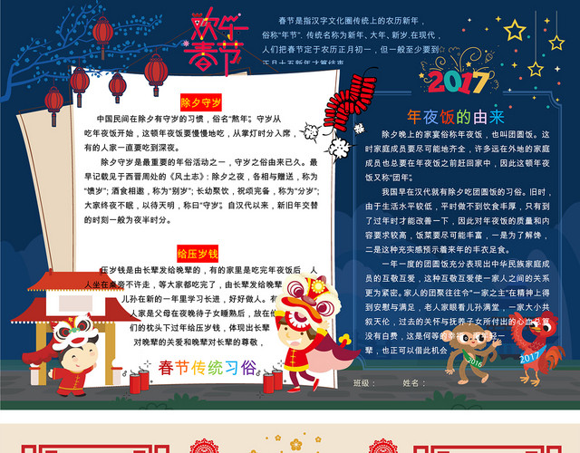 欢乐中国年春节习俗手抄报