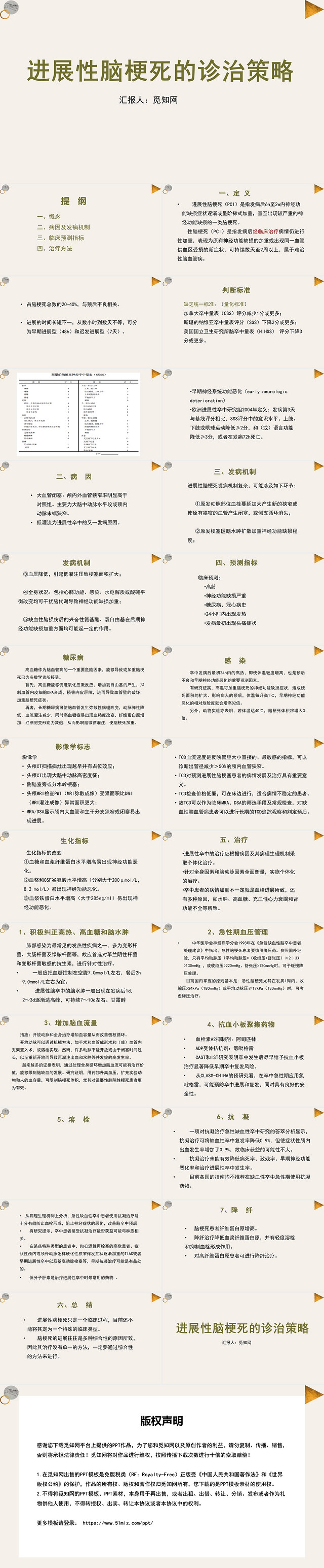 棕色进展性脑梗死的诊治策略脑梗死护理查房PPT