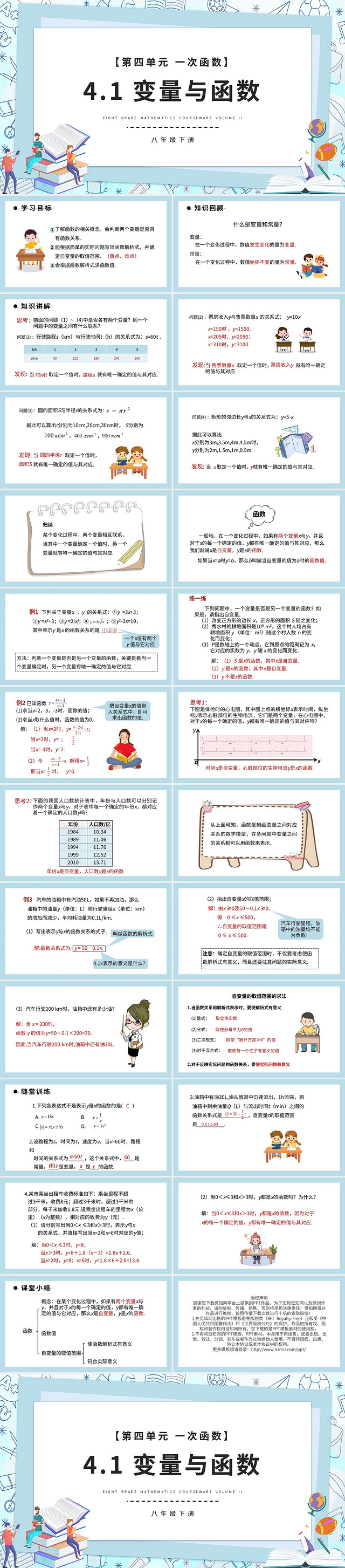 变量与函数 一次函数初中数学说课课件PPT模板