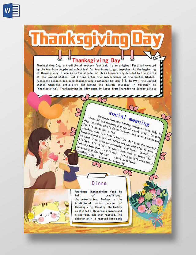 THANKSGIVINGDAY学会感恩感恩节感恩的心小报