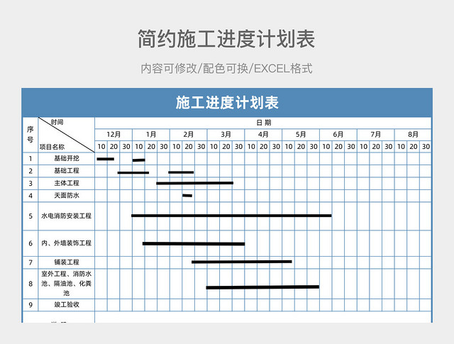 简约施工进度计划表