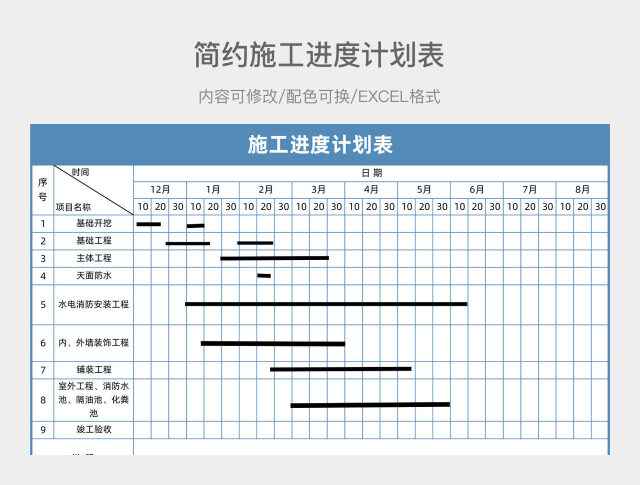 简约施工进度计划表