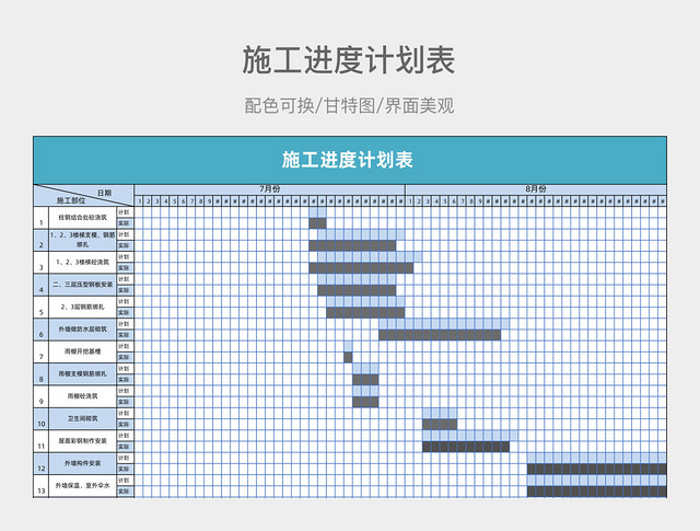 土建施工进度计划表