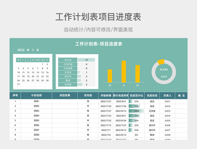 工作计划表-项目进度表