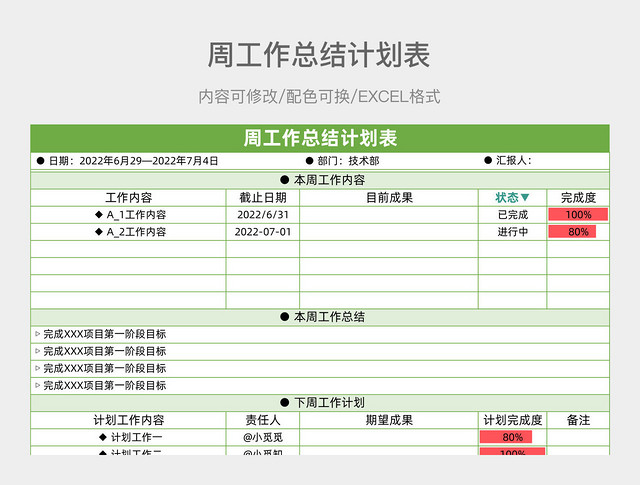 绿色周工作总结计划表