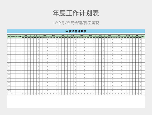 年度销售计划表EXCEL模板