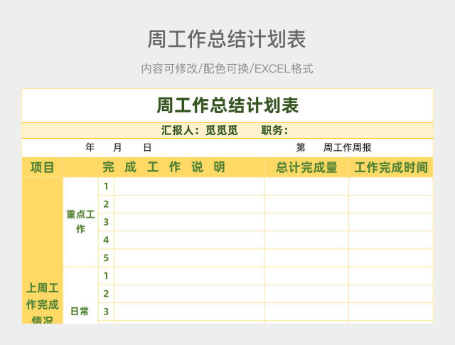 周工作总结计划表