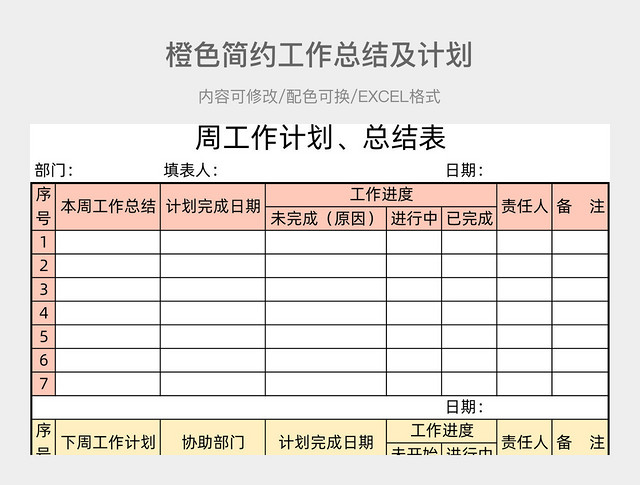 橙色简约工作总结及计划