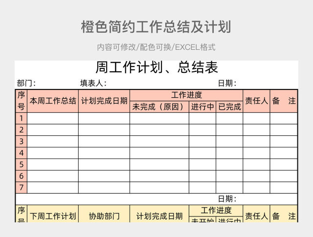 橙色简约工作总结及计划