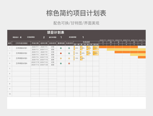 棕色简约项目计划表