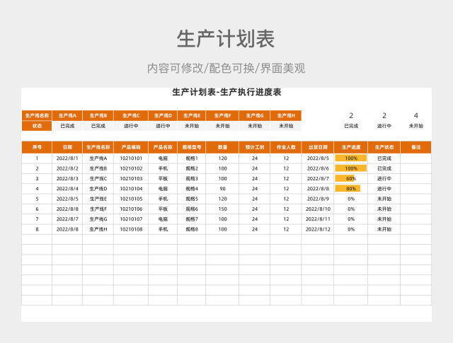 橙色生产计划表