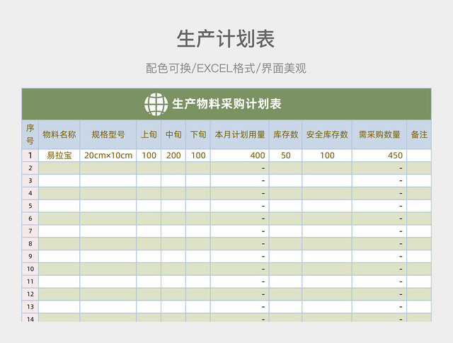 绿色生产计划表