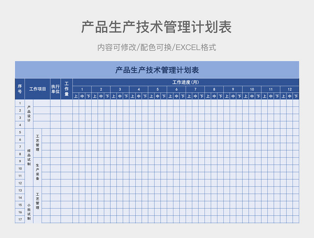 蓝色产品生产技术管理计划表