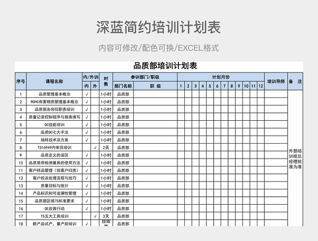 深蓝简约培训计划表