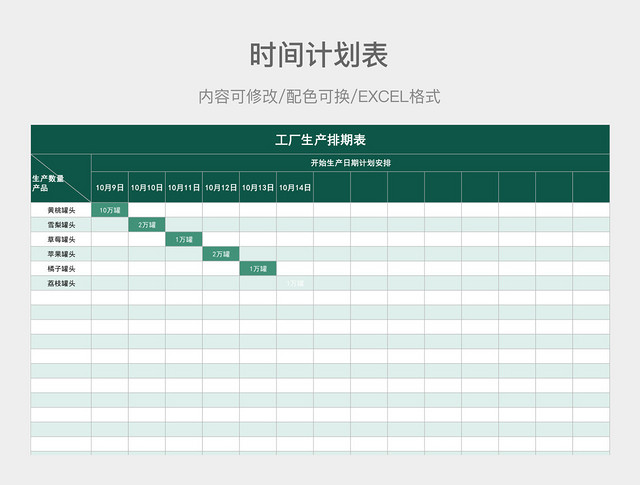 绿色大气工厂生产排期表