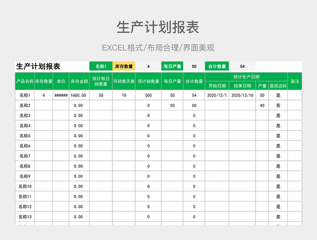 生产计划报表