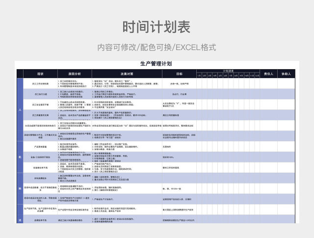 蓝色清新生产管理计划
