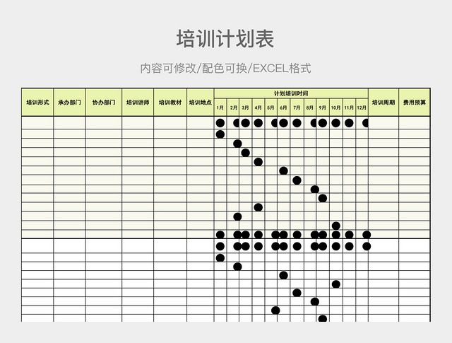 黄绿色清新年度培训计划表