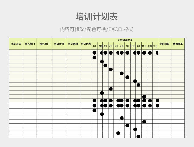 黄绿色清新年度培训计划表