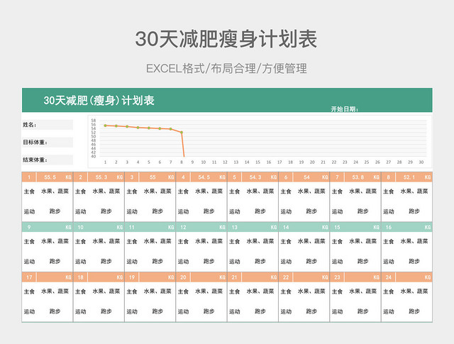 30天减肥（瘦身）计划表