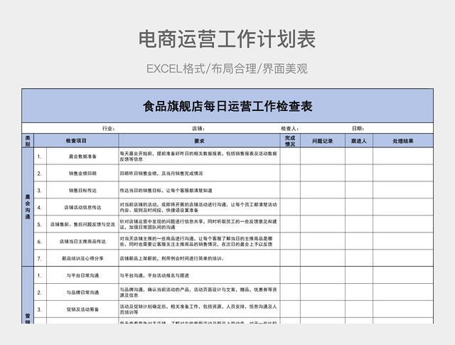 电商运营工作计划表