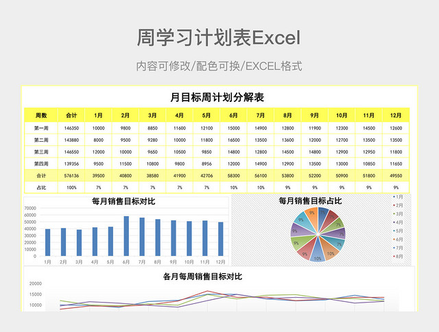 黄蓝简约】周计划表