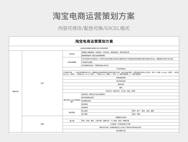 无色简约淘宝电商运营策划方案