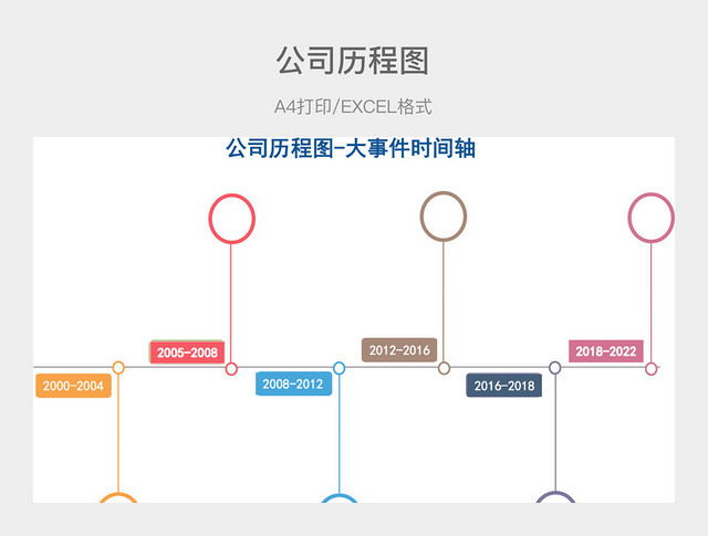 彩色英文公司历程图