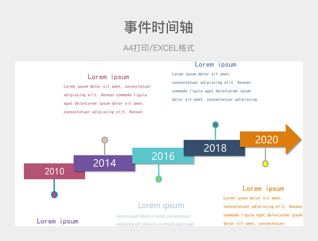 彩色英文事件时间轴