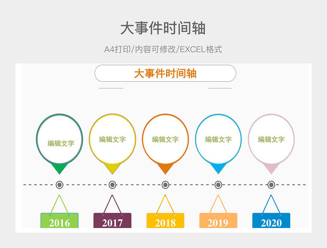 彩色简约大事件时间轴