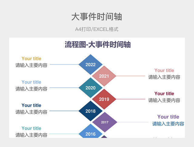 蓝紫色简约大事件时间轴