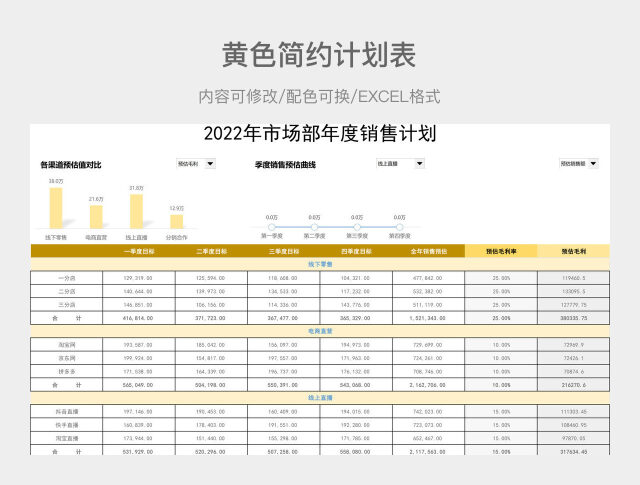黄色简约计划表