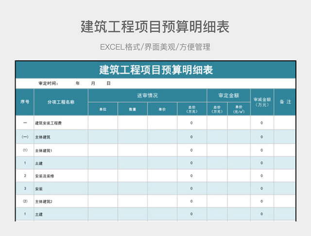 建筑工程项目预算明细表