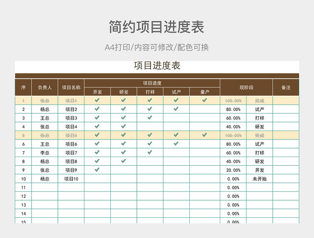 简约项目进度表