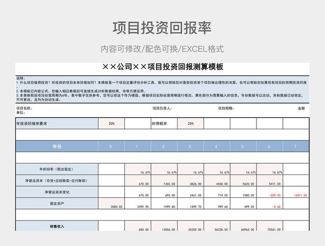 彩色简约投资回报率项目投资