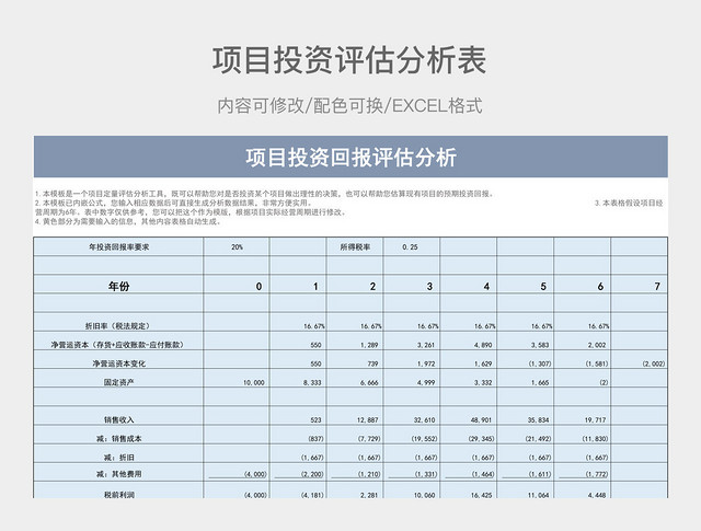 彩色简约项目投资评估分析