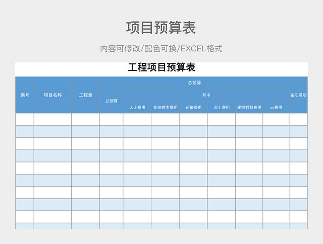 彩色简约项目预算表