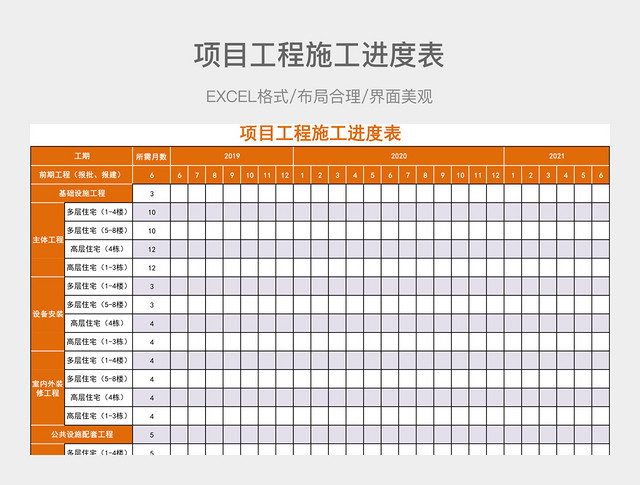 项目工程施工进度表