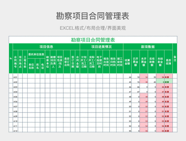 勘察项目合同管理表