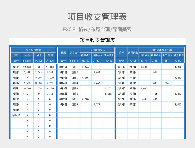 项目收支管理表